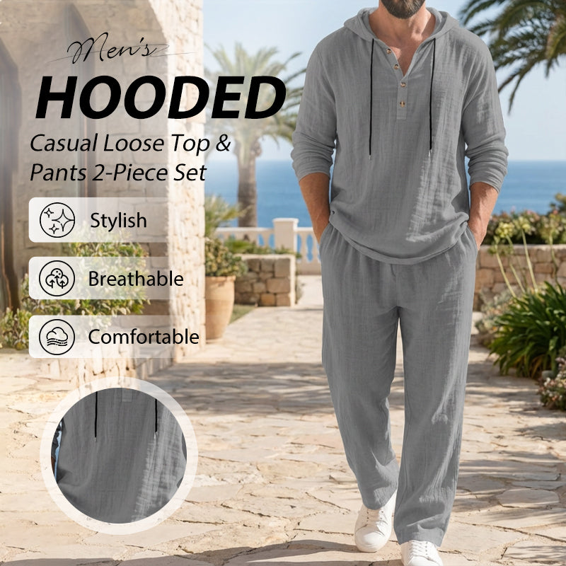 Men's Hooded Casual Loose Top & Trousers 2-Piece Set