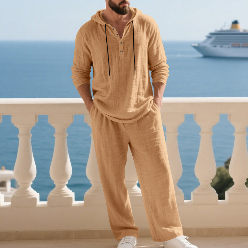Men's Hooded Casual Loose Top & Trousers 2-Piece Set